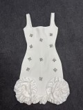 Elegant Sleeveless Rhinestone Flower Party Dress