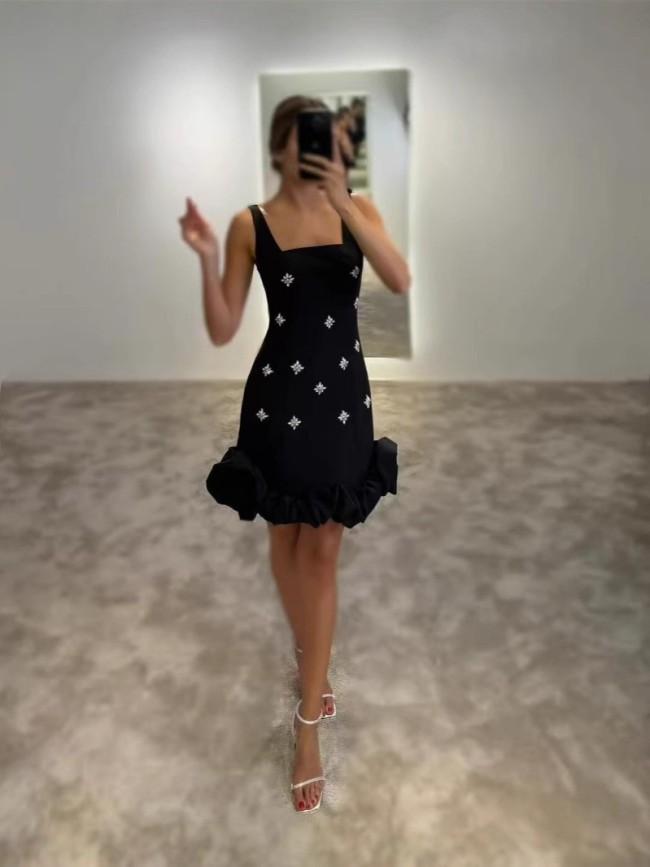 Elegant Sleeveless Rhinestone Flower Party Dress