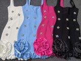 Elegant Sleeveless Rhinestone Flower Party Dress