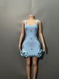Elegant Sleeveless Rhinestone Flower Party Dress