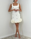 Elegant Sleeveless Rhinestone Flower Party Dress