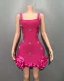 Elegant Sleeveless Rhinestone Flower Party Dress