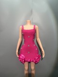 Elegant Sleeveless Rhinestone Flower Party Dress
