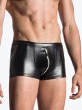 Men's PU Leather Two Piece Set Black Short Sleeve Tee and Shorts