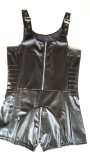 Men's PU Leather Sexy Lingerie Black Zipper Suspenders Shorts
