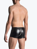 Men's PU Leather Two Piece Set Black Short Sleeve Tee and Shorts