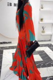 Print Fashion Long Sleeve Maxi Dress
