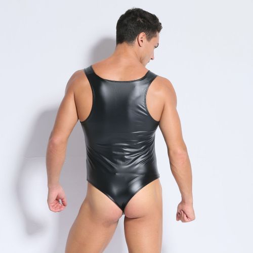 Men's PU Leather Lingerie Sleeveless Bodysuit