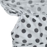 Elegant Polka Dot Print Mesh Off Shoulder Ruched Maxi Dress