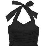 Elegant Solid Halter Low Back Split Bodycon Maxi Dress