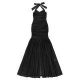 Elegant Solid Halter Low Back Split Bodycon Maxi Dress