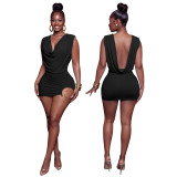 Sexy Solid Cowl Neck Backless Bodycon Dress