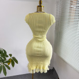 Sexy Round Neck Lace Patchwork Bodycon Dress (without Brooch）