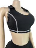 Turndown Collar Tank Crop Top and Pleated Skirt Two Piece Set