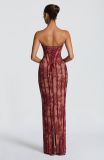 Sexy Strapless Jacquard Mesh Evening Dress