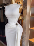 Sexy Sleeveless Bodycon Solid Maxi Dress