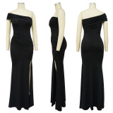 Sexy Off Shoulder Slit Maxi Evening Dress