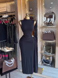 Sexy Sleeveless Bodycon Solid Maxi Dress