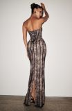 Sexy Strapless Jacquard Mesh Evening Dress