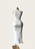 Sexy Sleeveless Bodycon Solid Maxi Dress
