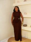 Sexy Sleeveless Bodycon Solid Maxi Dress