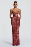 Sexy Strapless Jacquard Mesh Evening Dress