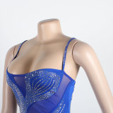 Rhinestone Sexy Strap Maxi Evening Dress