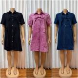 Denim Bow Loose A-Line Short Dress