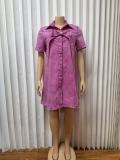 Denim Bow Loose A-Line Short Dress
