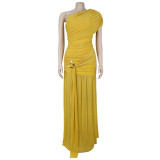 Sexy Slash Shoulder High Slit Mesh Maxi Evening Dress