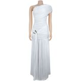 Sexy Slash Shoulder High Slit Mesh Maxi Evening Dress