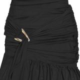 Sexy Slash Shoulder High Slit Mesh Maxi Evening Dress
