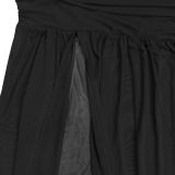 Sexy Slash Shoulder High Slit Mesh Maxi Evening Dress