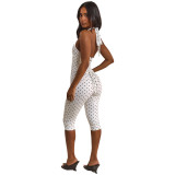 Polka Dot Halter Low Back Top and Capri Two Piece Set