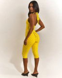 Polka Dot Halter Low Back Top and Capri Two Piece Set