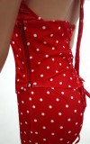 Polka Dot Halter Low Back Top and Capri Two Piece Set