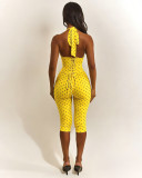 Polka Dot Halter Low Back Top and Capri Two Piece Set