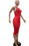 Polka Dot Halter Low Back Top and Capri Two Piece Set