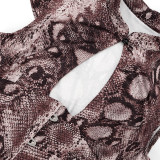Sexy Snakeskin Print Cap Sleeve Keyhole Tight Romper