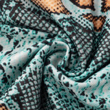 Keyhole Print Snakeskin Sleeveless Tight Jumpsuit
