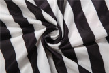 Striped Short Sleeve Turn Down Collar Top and Shorts Two Piece Set