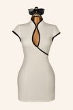 Chic Contrast Binding Keyhole Sexy Bodycon Dress