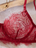 Red Lace Bra and Thong Sexy Two-Piece Lingerie Set