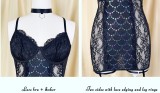 Lace See-through Mesh Nightgown with Choker+ Leg Loops
