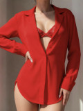 Red Shirt Dress with Thong Sexy Lingerie (without Bra)