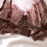 Women See Through Lace Underwired Bra Garter Lingerie Set