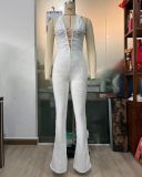Sexy Lace Up Slim Lace Patchwork Jumpsuit