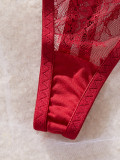Red Lace Bra and Thong Sexy Two-Piece Lingerie Set