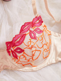Sexy Lip Heart Embroidery Lace See-through Bra Thong Lingerie Set
