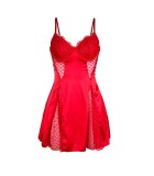 Women Floral Embroidered Soft Underwire Lace Patchwork Sexy Slip Dress